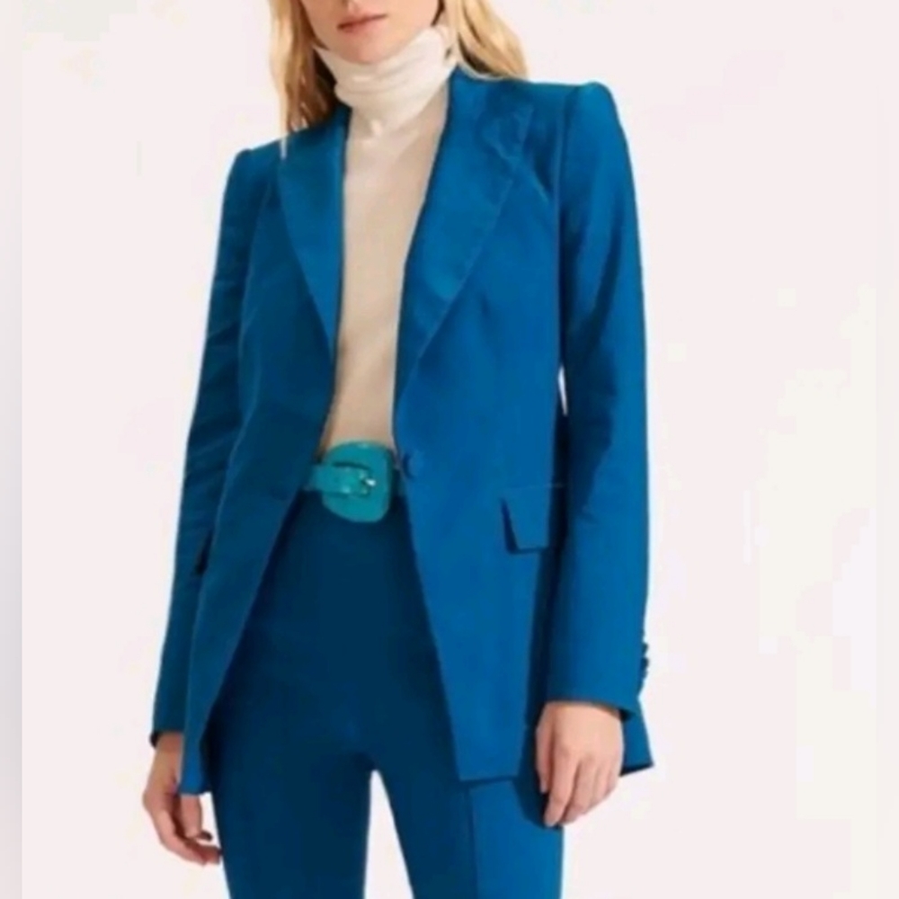 NWT Veronica Beard Long & Lean Blazer Jacket in Cerulean Blue